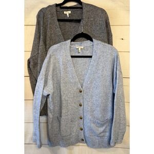 Ella Moss Women's Blue Marled Knit Button Front Cardigan Sweater Size Large